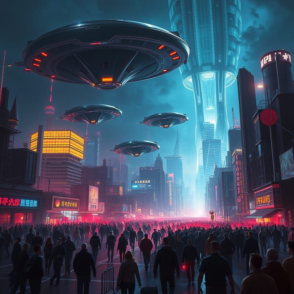 Cyberpunk Apocalypse: Futuristic City Invaded by Alien Army