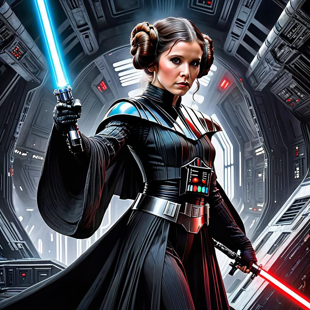 Princess Leia as Darth Vader in Anime Style