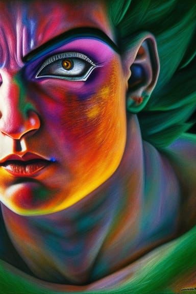 Broly Portrait in Horror Polymer Clay Style