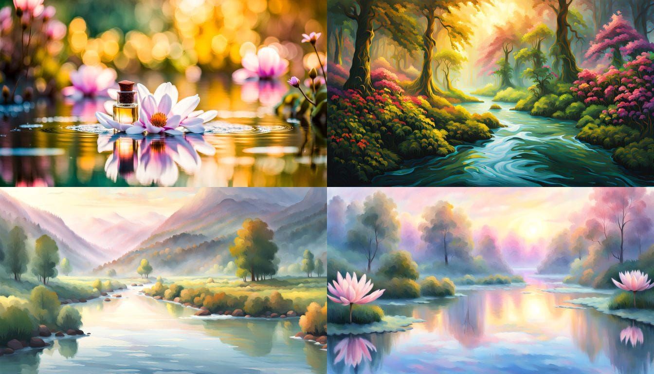 Mystical Chinese Water Source in Floral Bloom