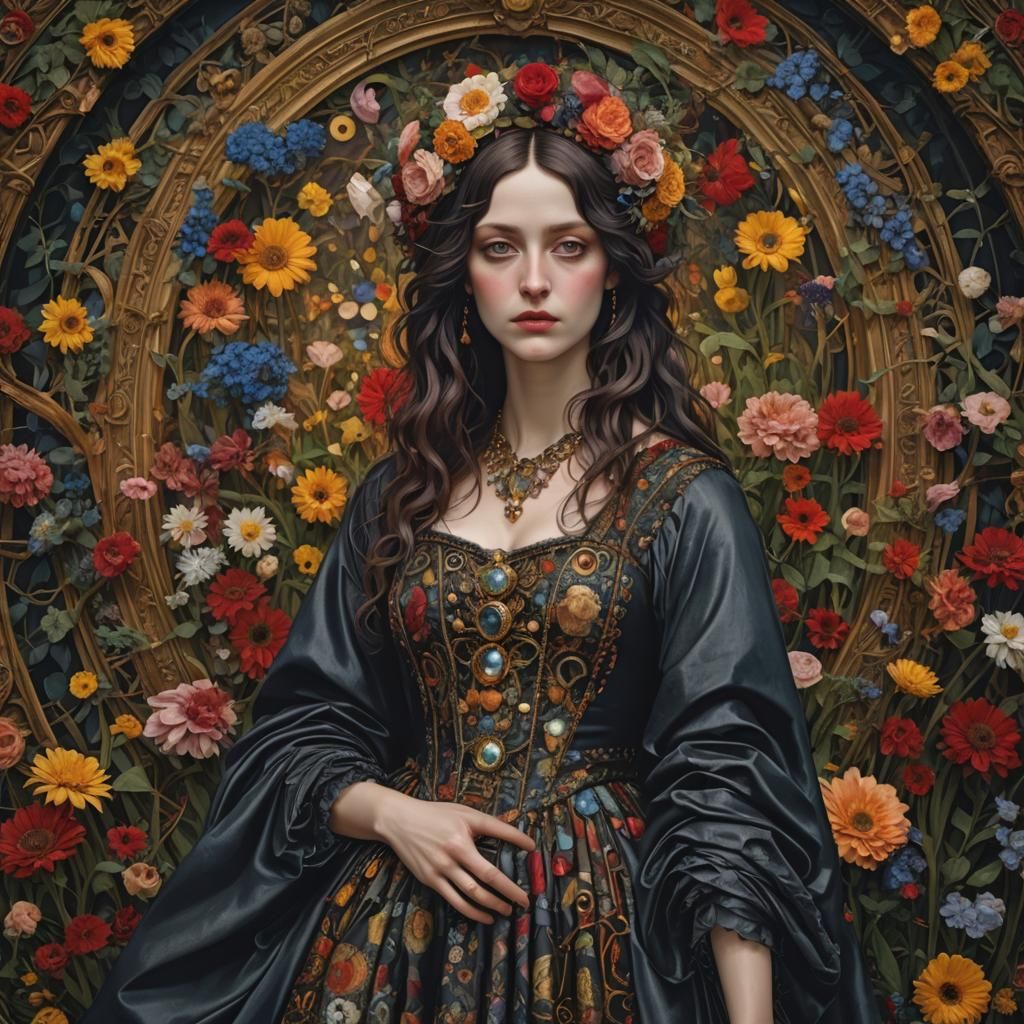 Gothic Mother in Psychedelic Art Style