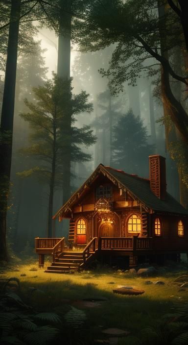 Gingerbread House in Forest Glade: Fantasy Concept Art