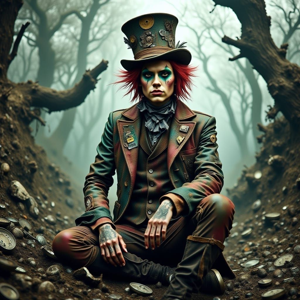 Post-Apocalyptic Mad Hatter in Distressed Suit