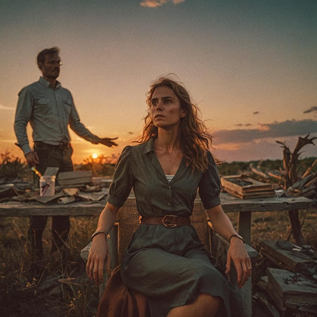 Dramatic Sunset Silhouette of a Woman