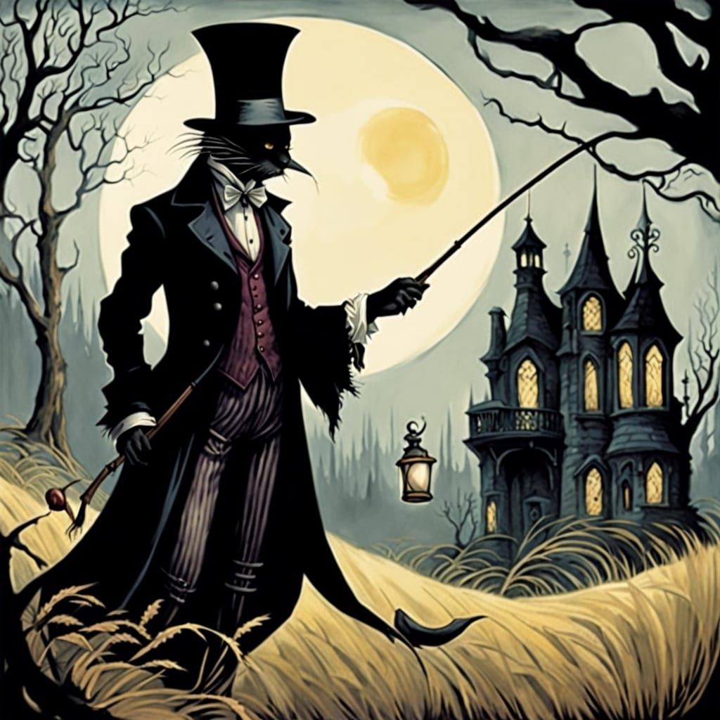 Dark Victorian Gentleman Casts Long Shadow Over Golden Hills...