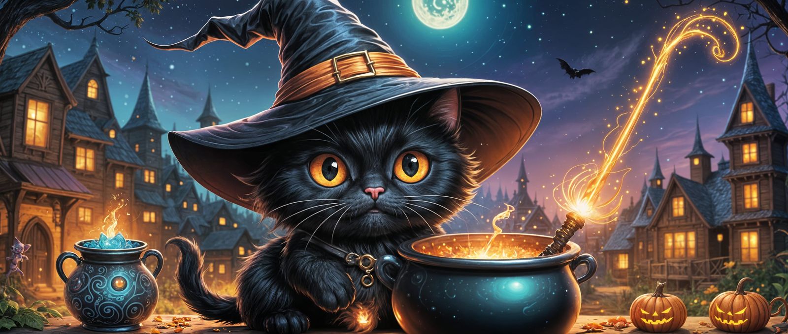 Mysteria the Tea Brewing Kitty Witch