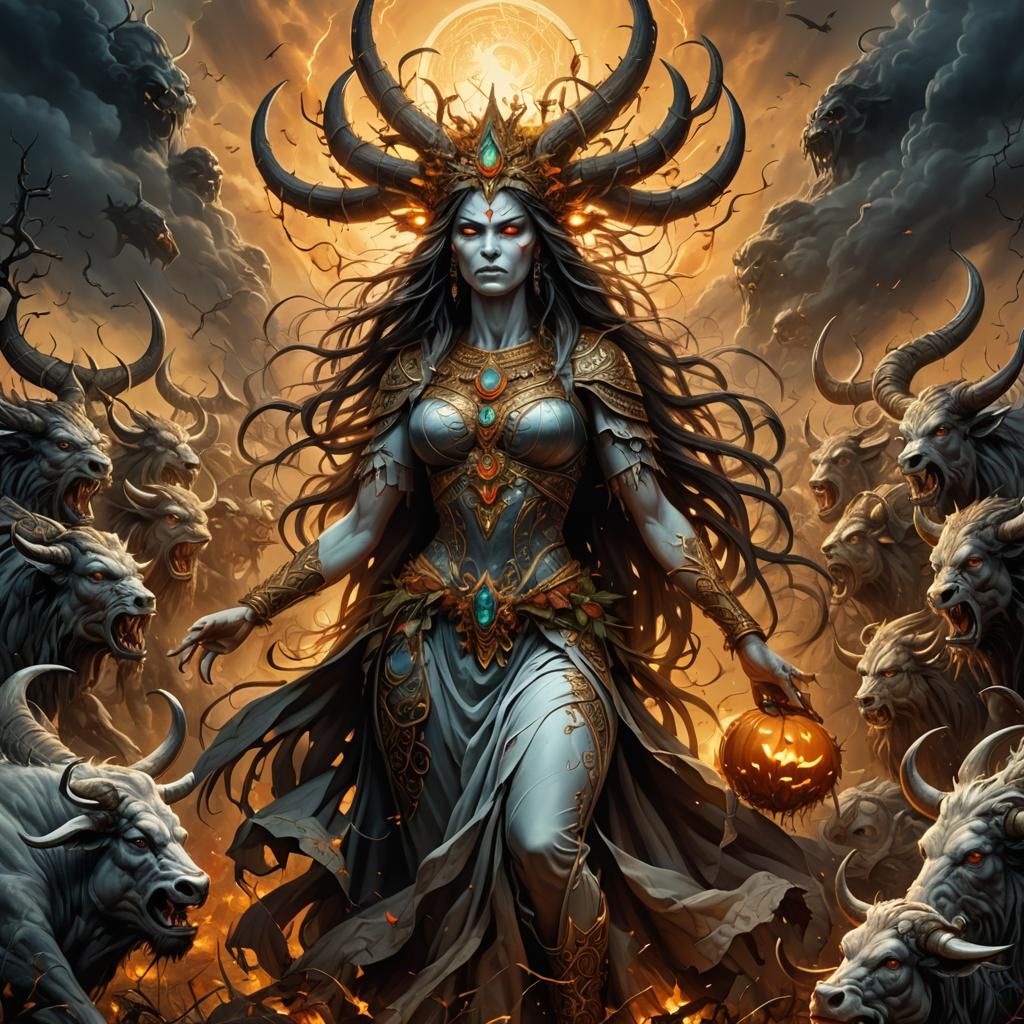 Wrathful Harvest Goddess Airbrush Art