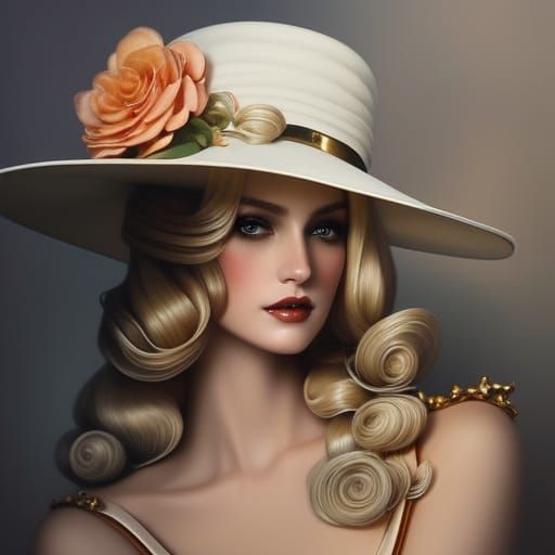 Elegant Miss Peach Portrait with Blonde Hair