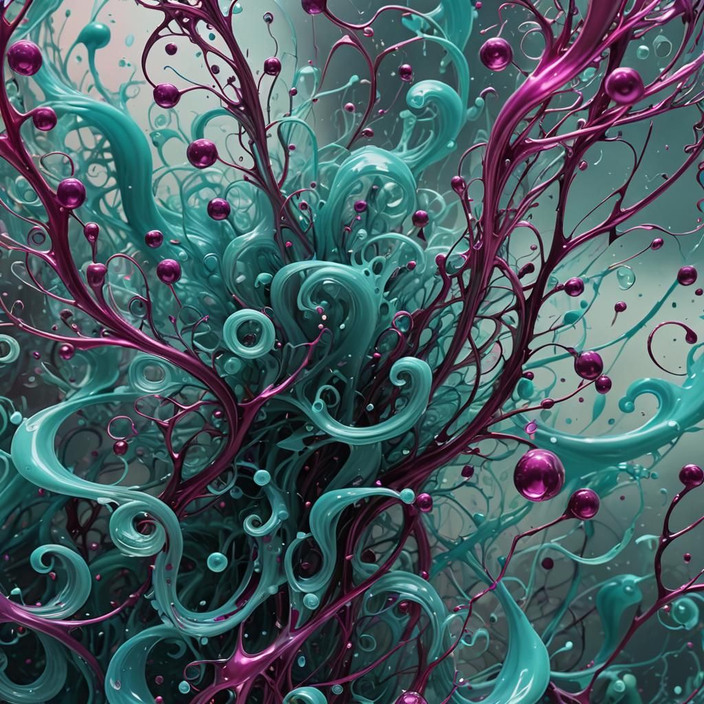 Biomorphic Impressionism with Bioluminescent Swirls