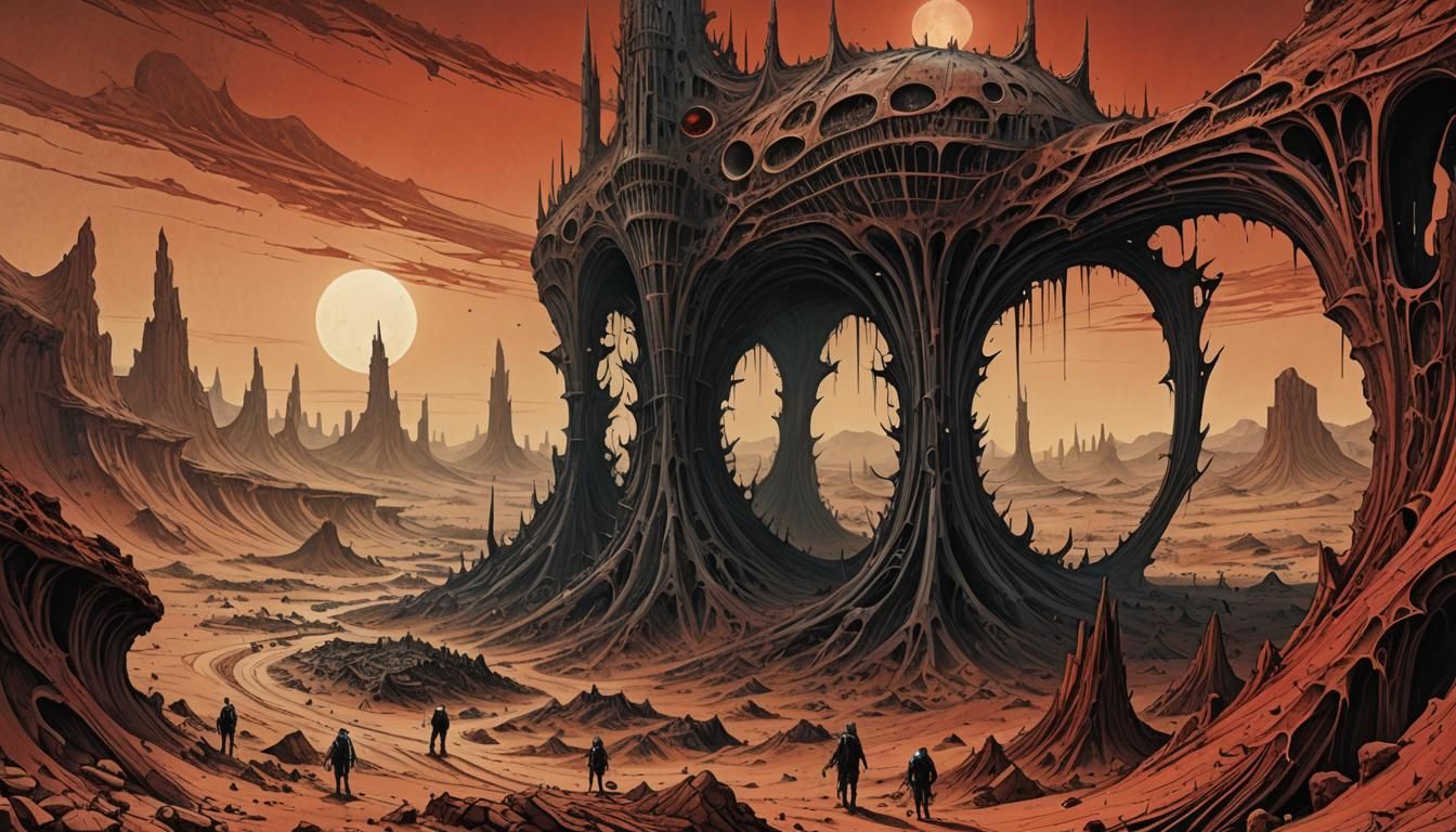Martian Gothic Architecture in Dark Fantasy Comic Art