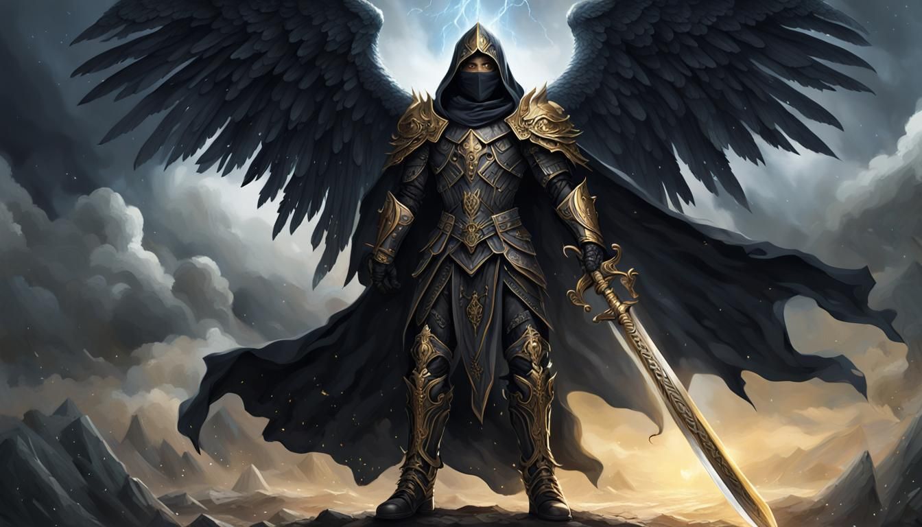 Dark Angel Warrior in Epic Medieval Armor