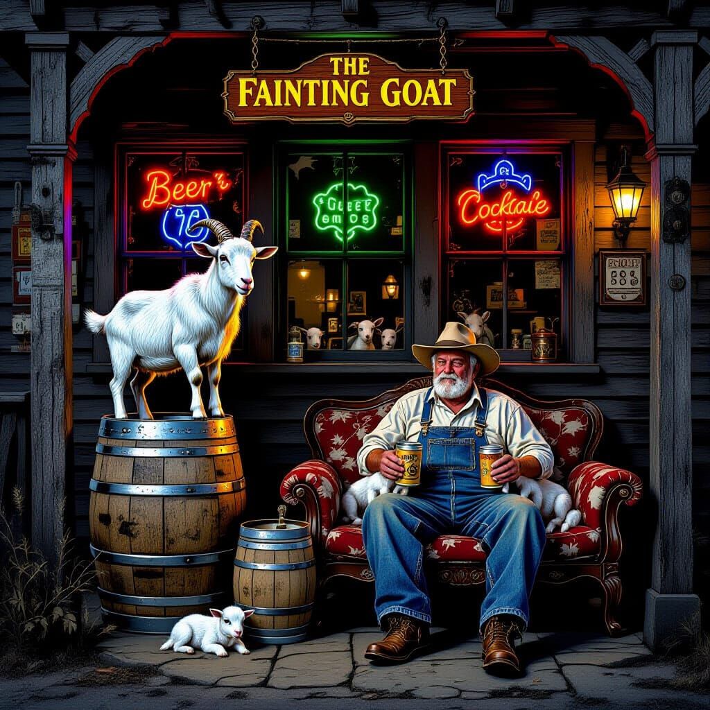 The Fainting Goat Pub with Antiques and Goats in Horror Styl...