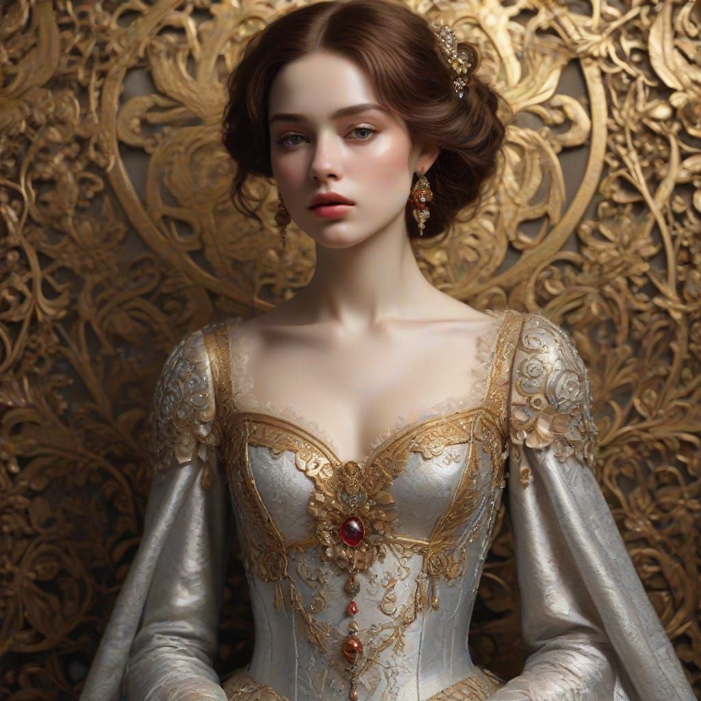 Golden Goddess in Ornate Baroque Splendor