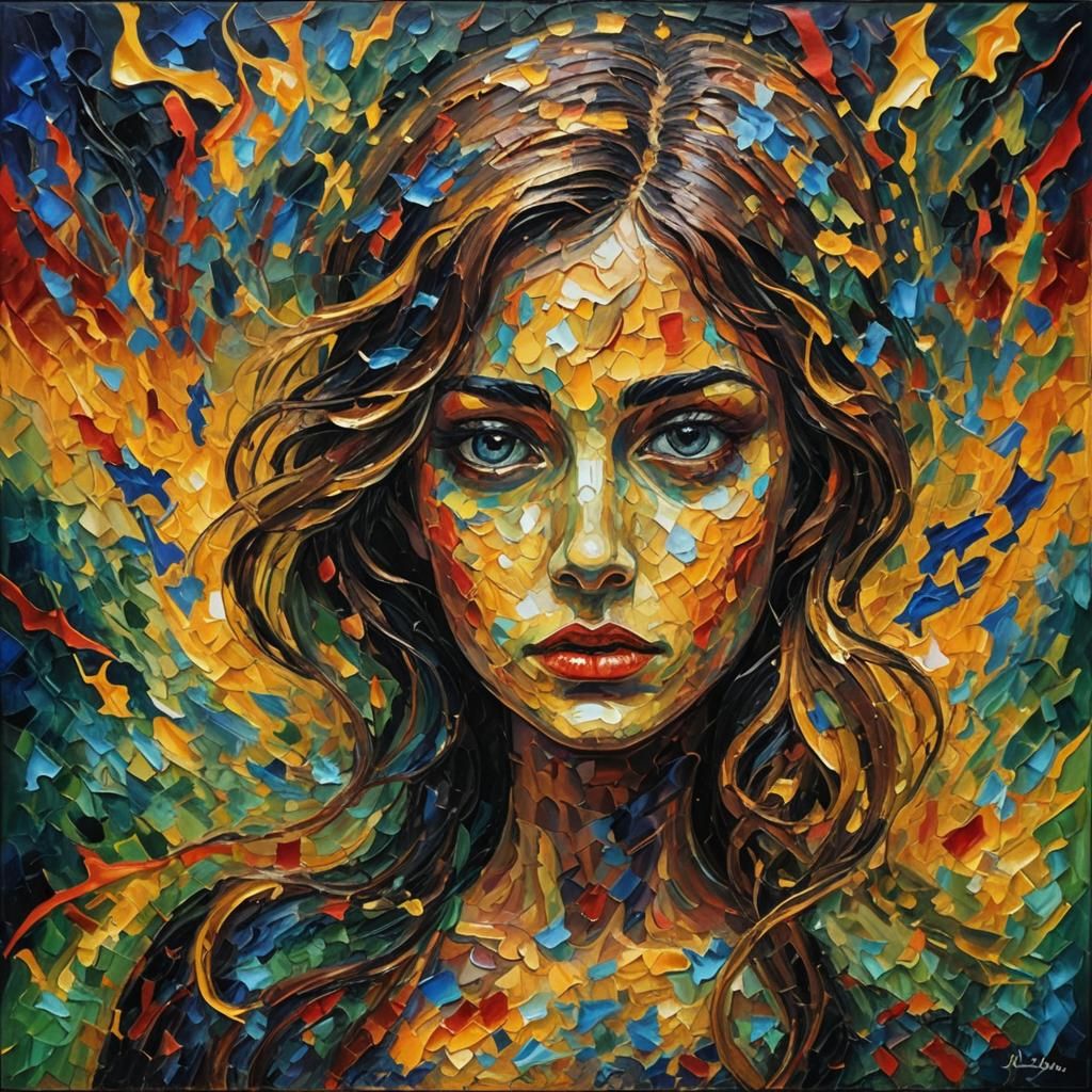 Neo-Impressionistic Soul: Burning Desire in Golden Light