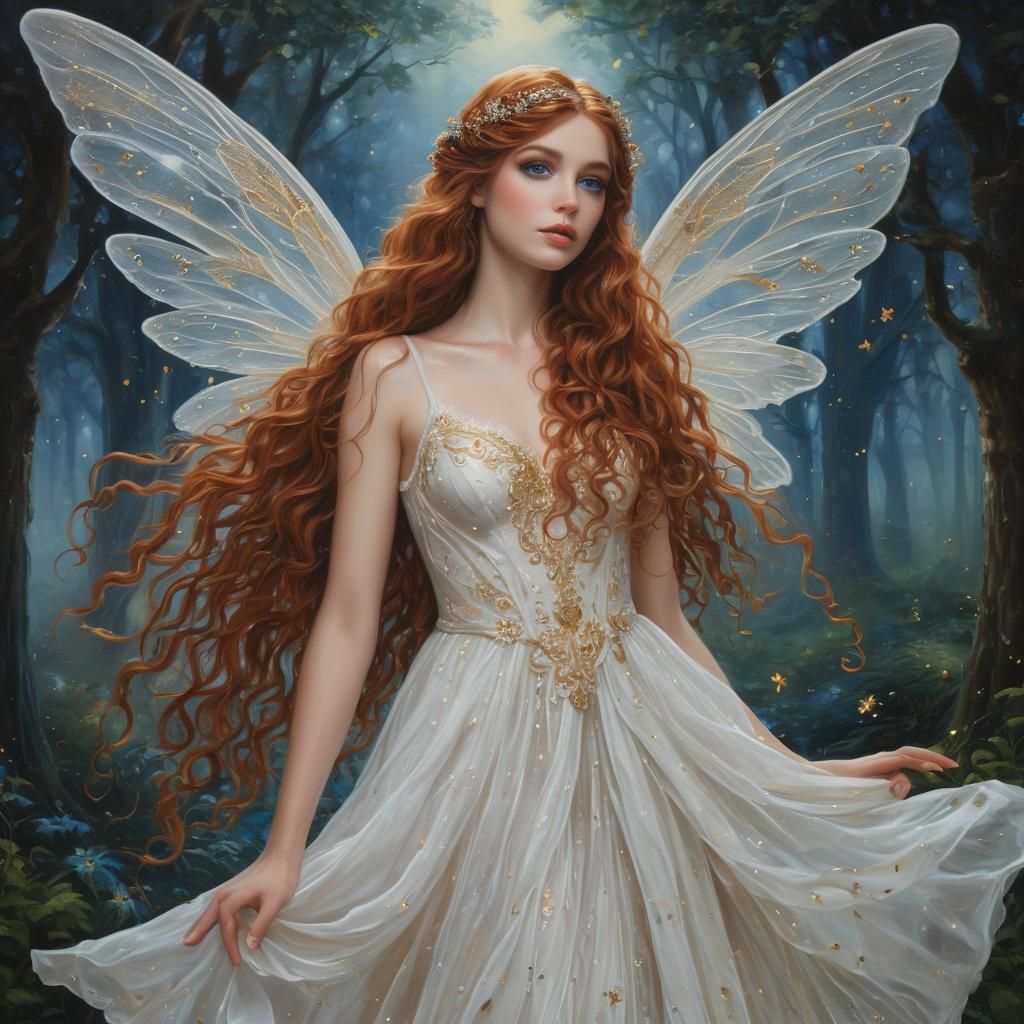 glossy oil painting of a fairy