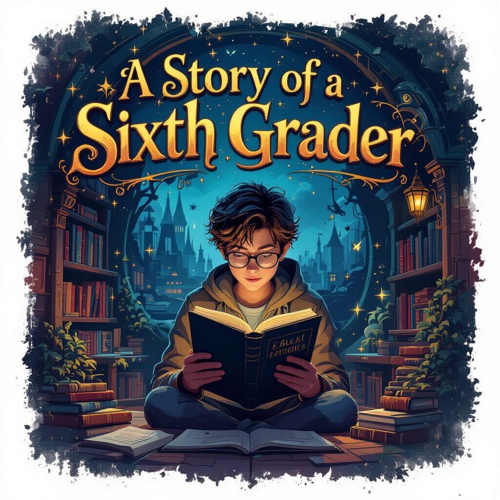 Fantasy Matte Painting of a Sixth Grader Reading