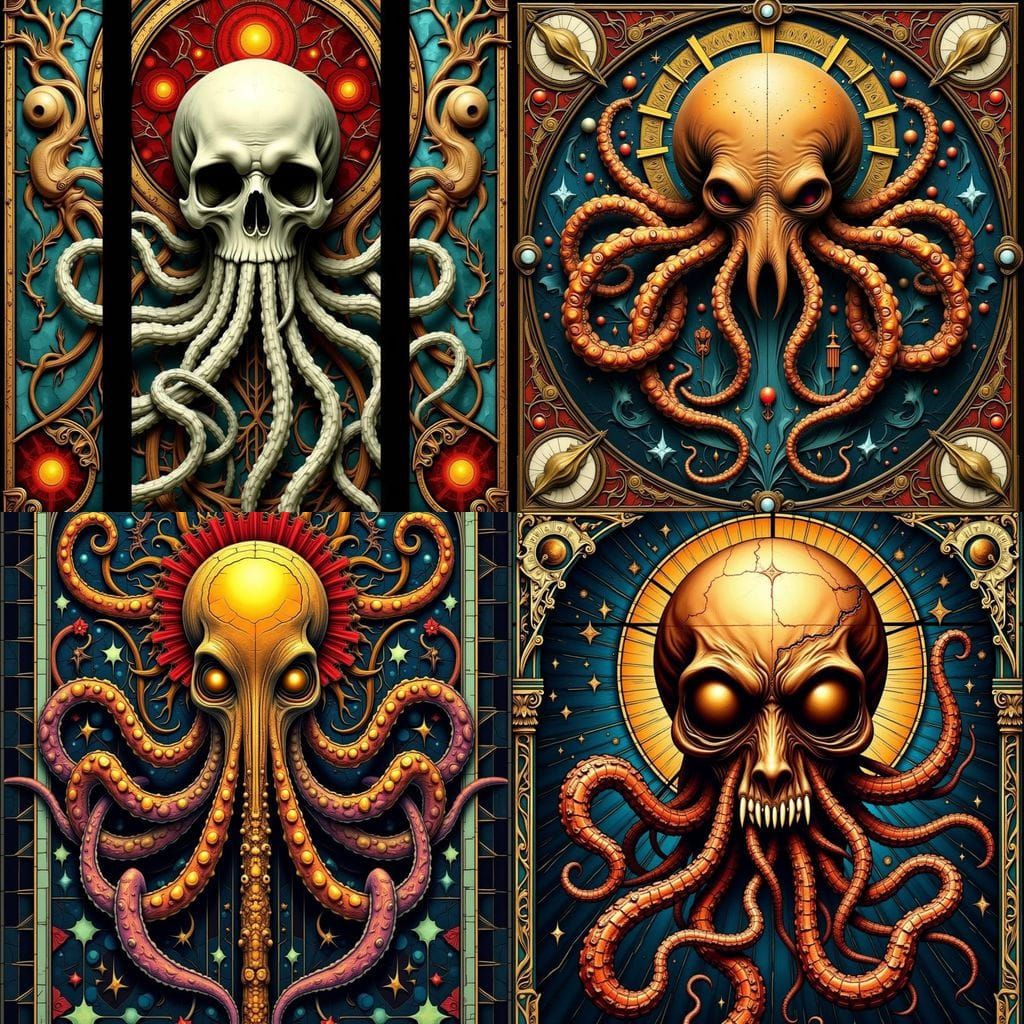 Cosmic Horror Portrait in Vintage French Stained Glass