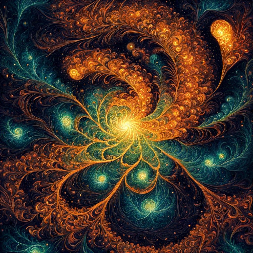 Surreal Fractal Light Painting in a Geometric Aesthetic