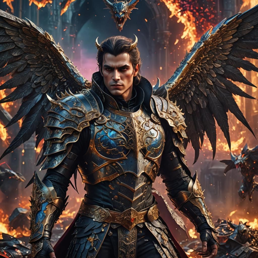 Armored Vampire Prince with Wings in 8K