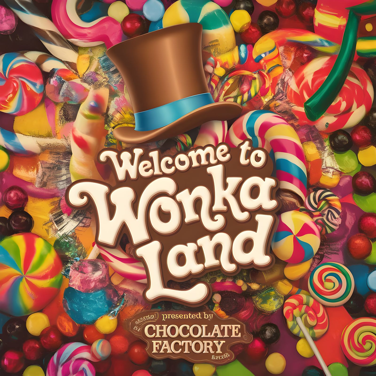 Whimsical Candy Wonderland in Vibrant Colors and Playful Sty...