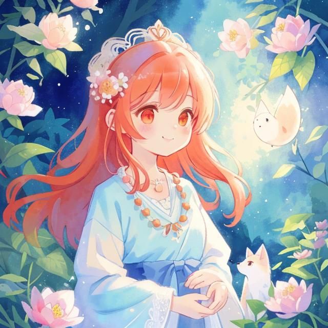 Fox Woman in Arte Povera Watercolor Style