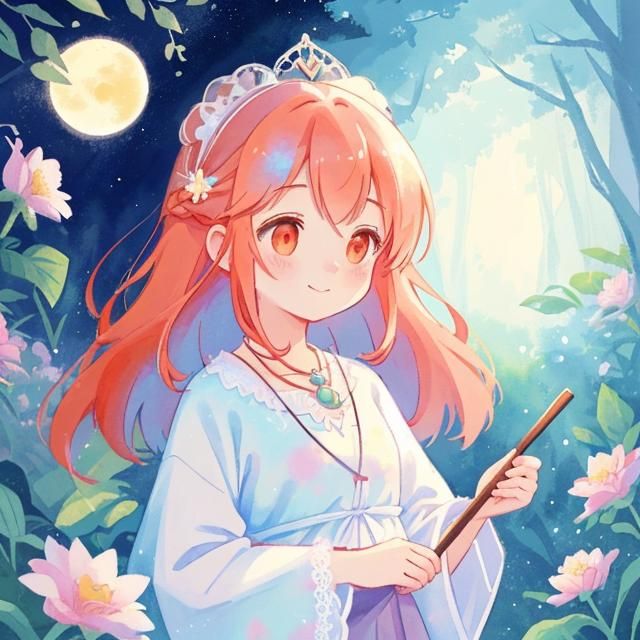 Fox Woman in Arte Povera Watercolor Style