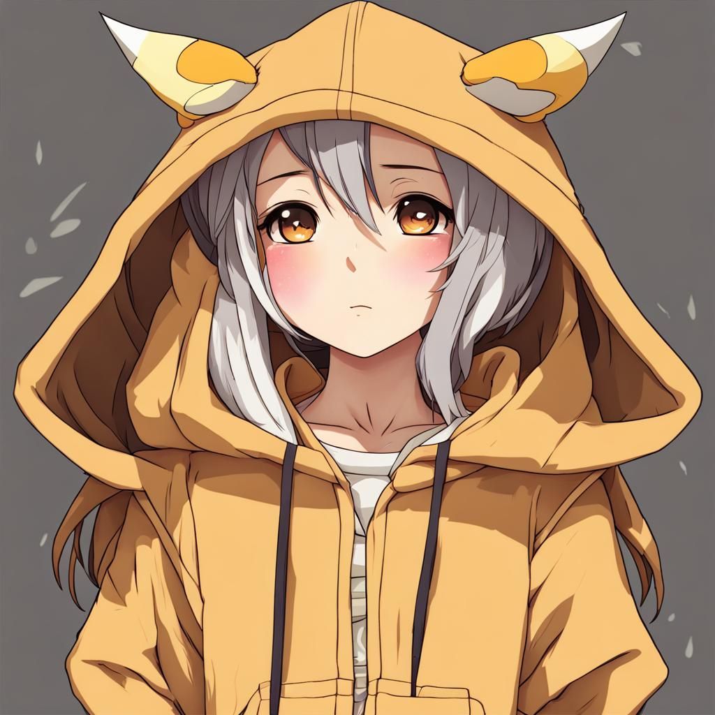 Anime Girl in Raichu Hoodie Digital Art