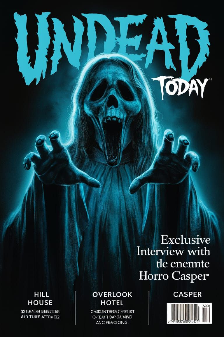 Eerie Magazine Cover Featuring Ghostly Figure in Blue Light
