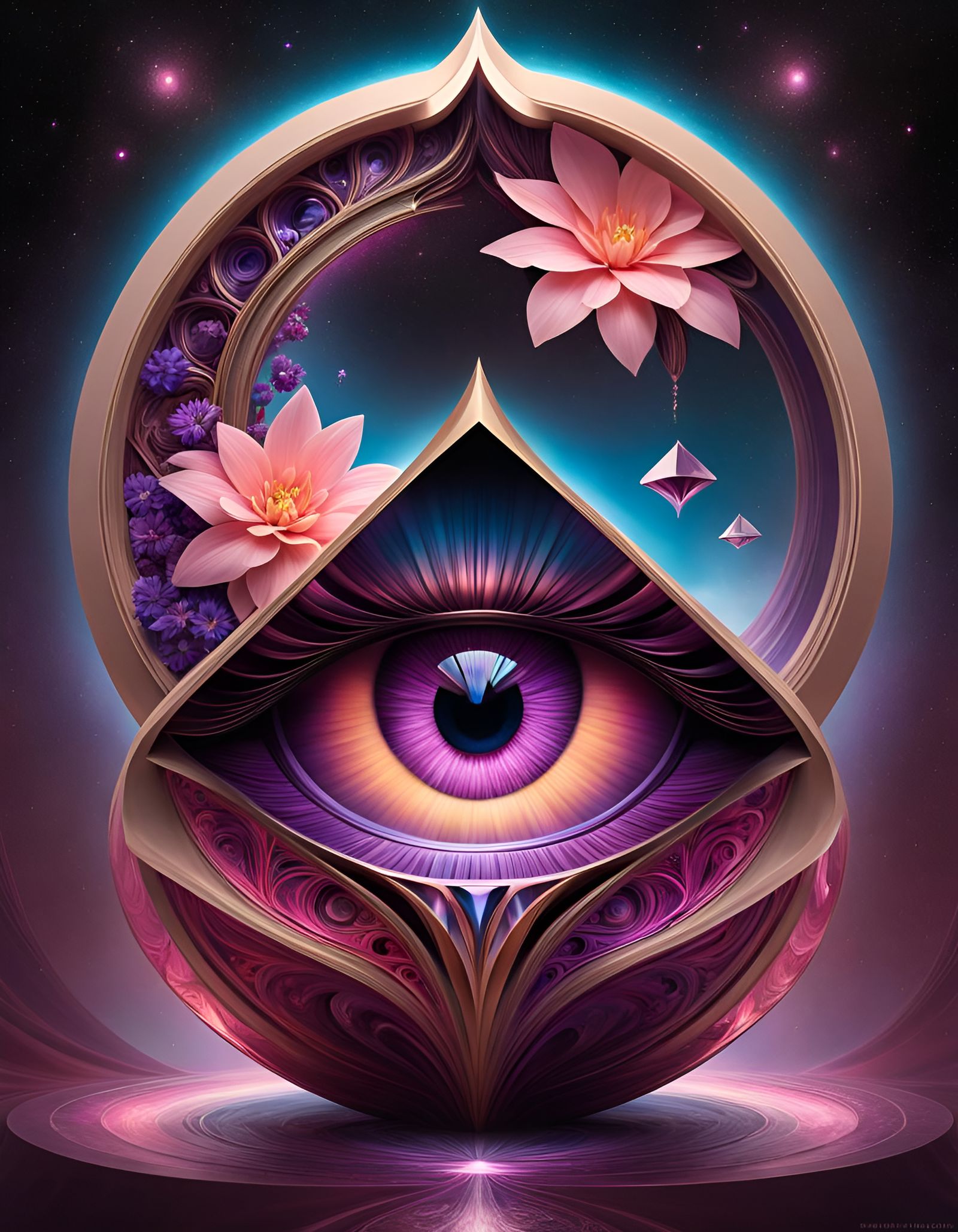 Magical Floral Portal in Surreal Optical Art Style