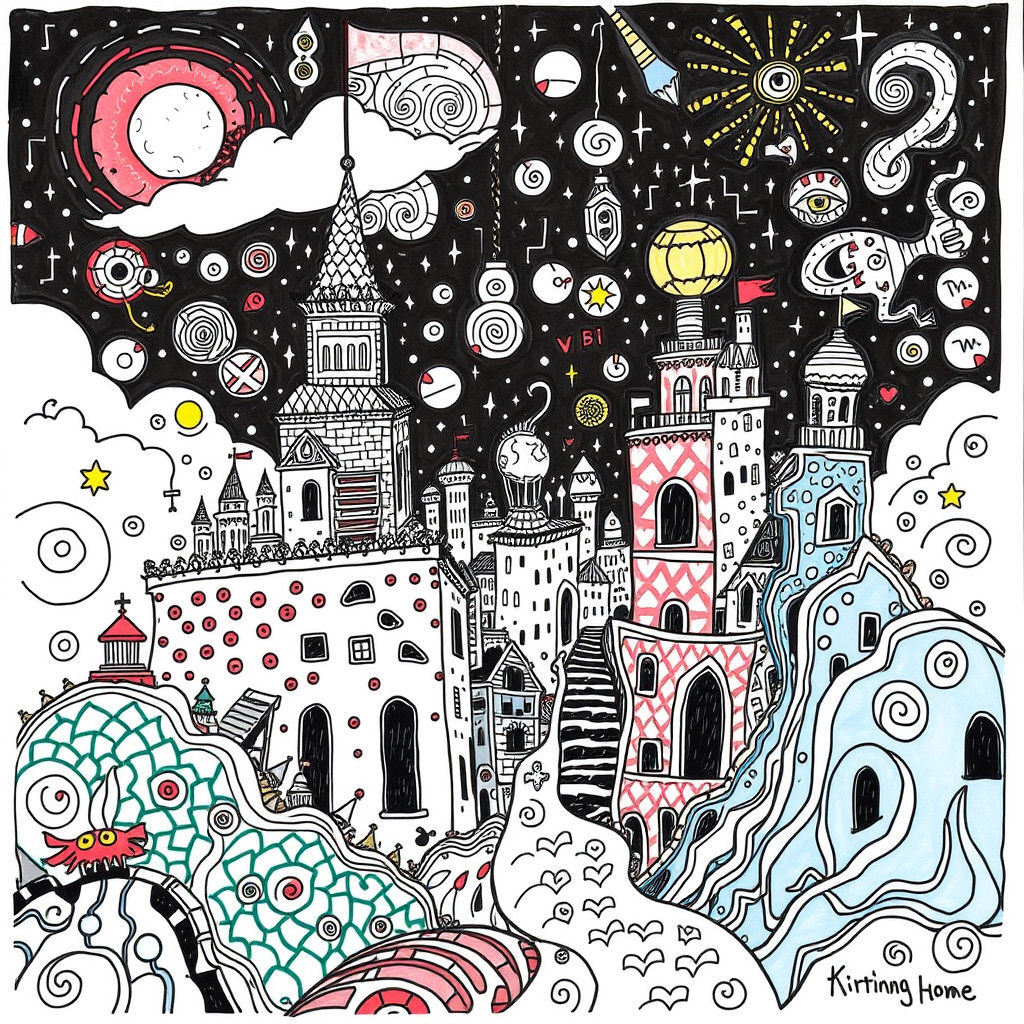 Whimsical Doodle World in Style of Street Art