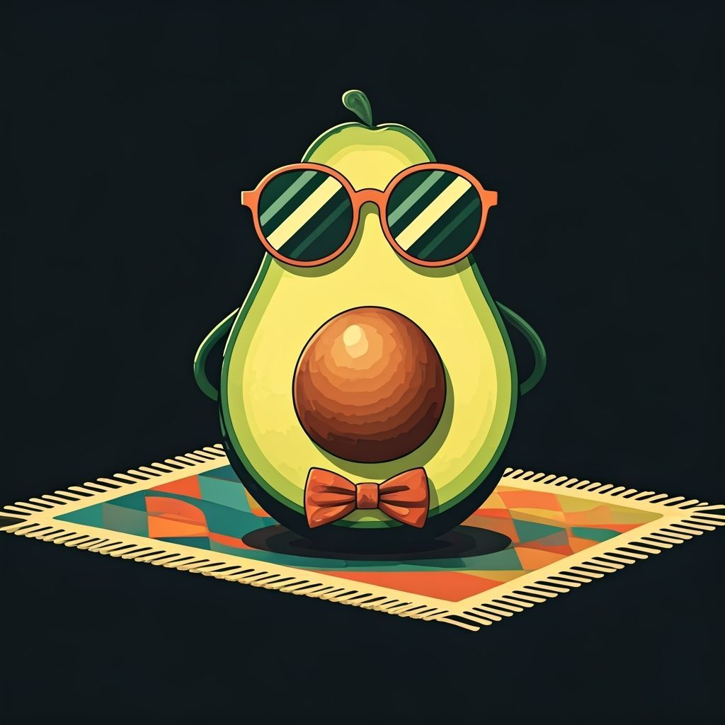 Hipster Avocado Lounging in Pop Art Style