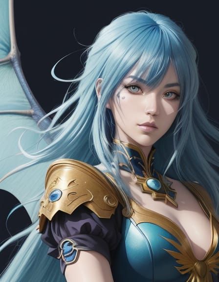 Anime Dragon Woman Portrait in Vibrant Colors