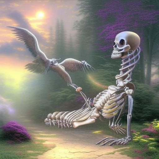 Ethereal Animal Skeleton in Mist, Fantasy Art