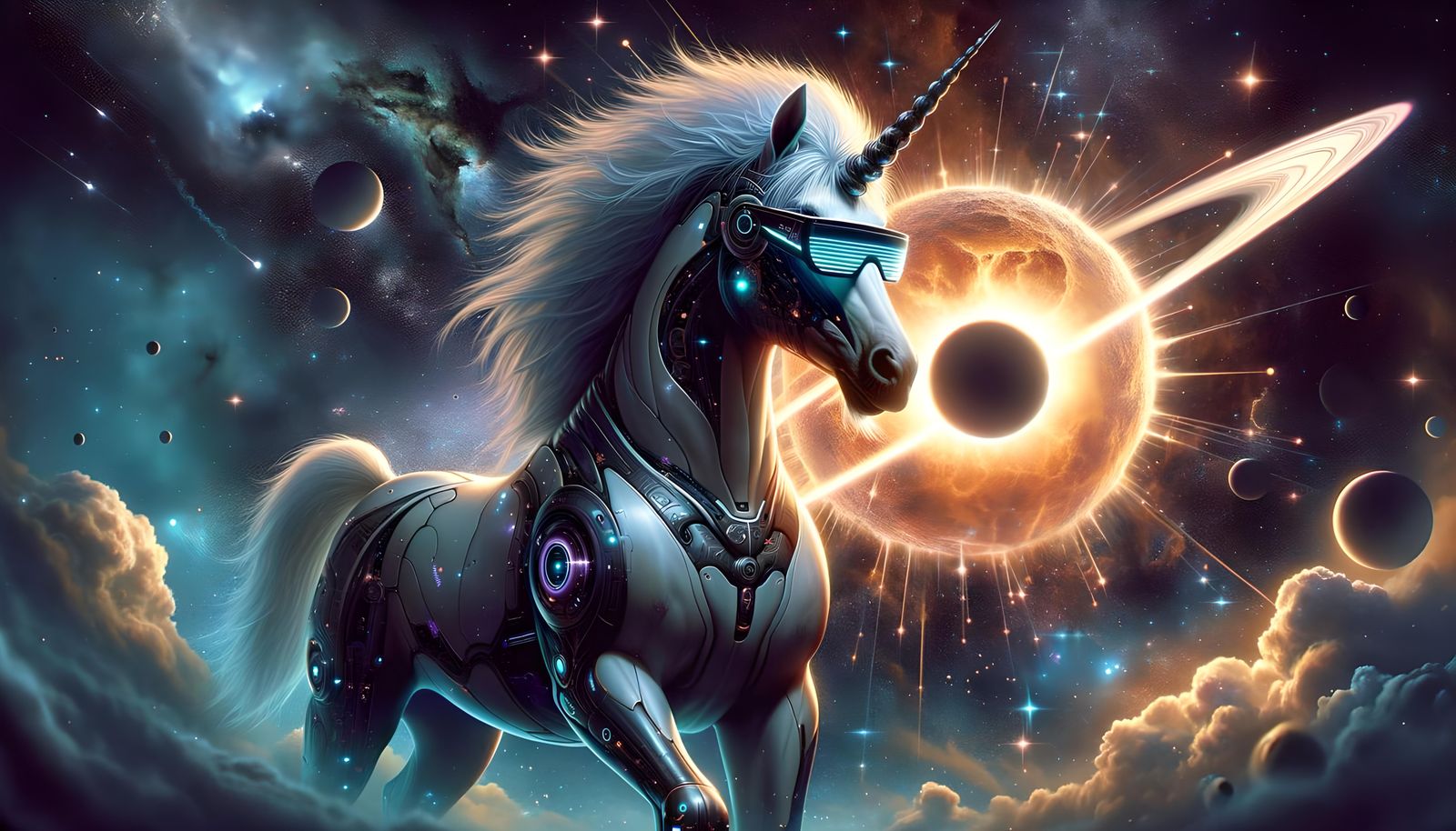 Centaur and Cyberpunk Unicorn with Supernova