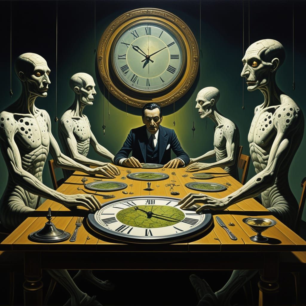 Surreal Negotiation with Reptilians in Dalí Style