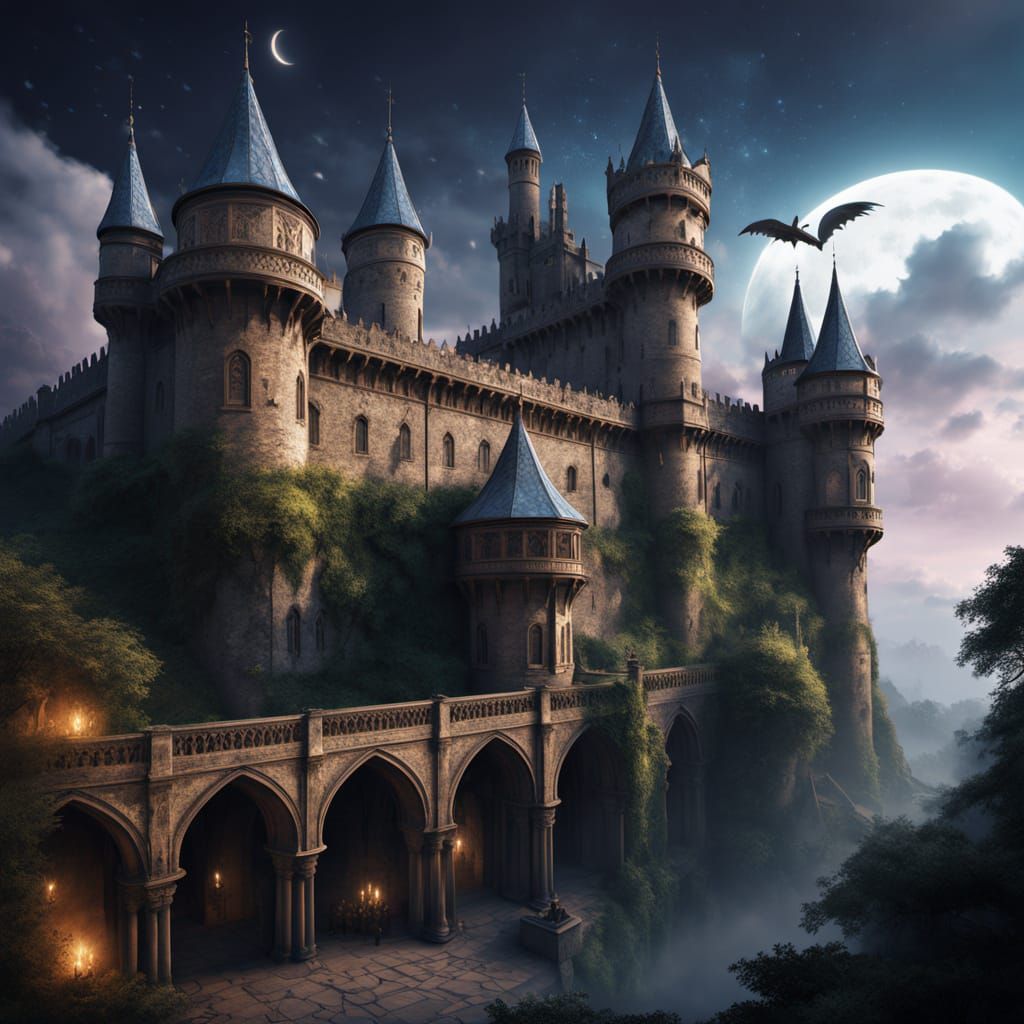 Gothic Castle Perched on Cliff's Edge