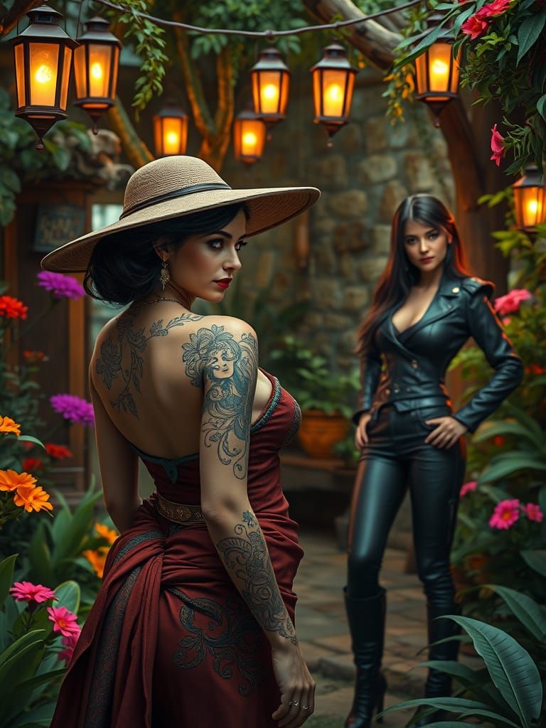 Ethereal Garden Scene with Intricate Details