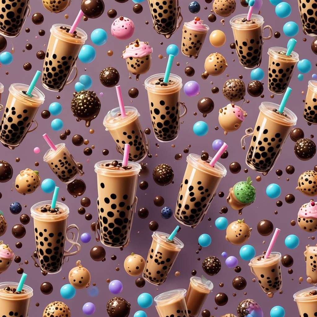 Kawaii Bubble Tea Fantasy Concept Art