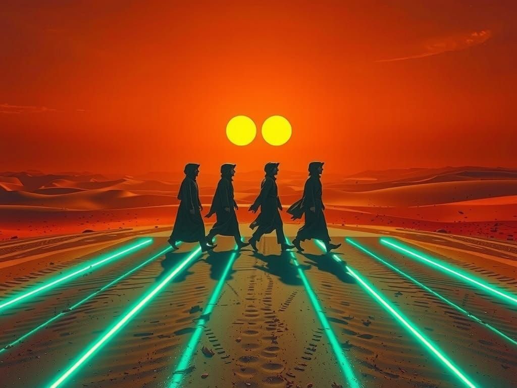 Neon Crosswalk in Desert with Jedi Nomads