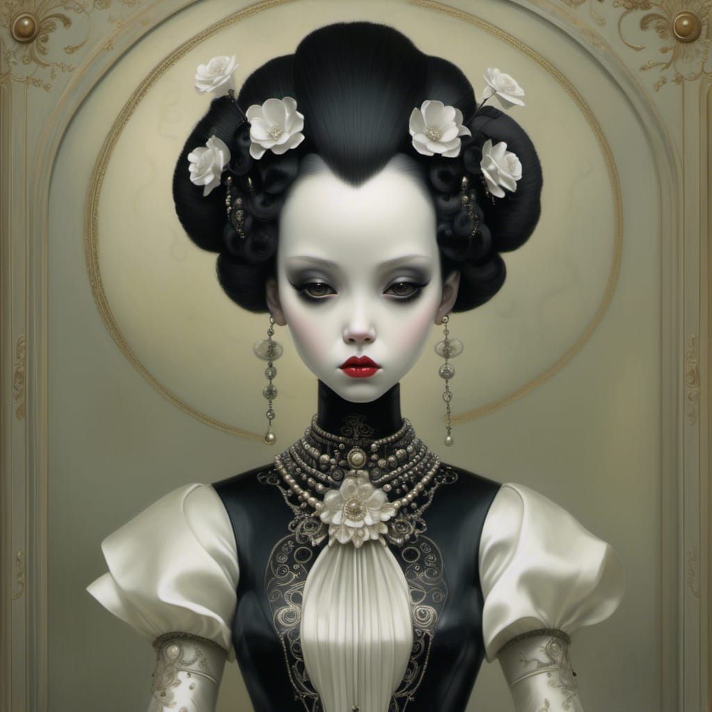 Ethereal Woman with Swirling Hair, in Surrealist Style