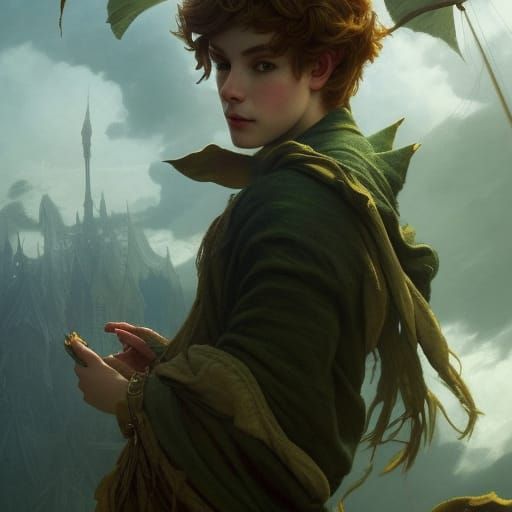 Epic Peter Pan Shadow Portrait in Digital Art Style