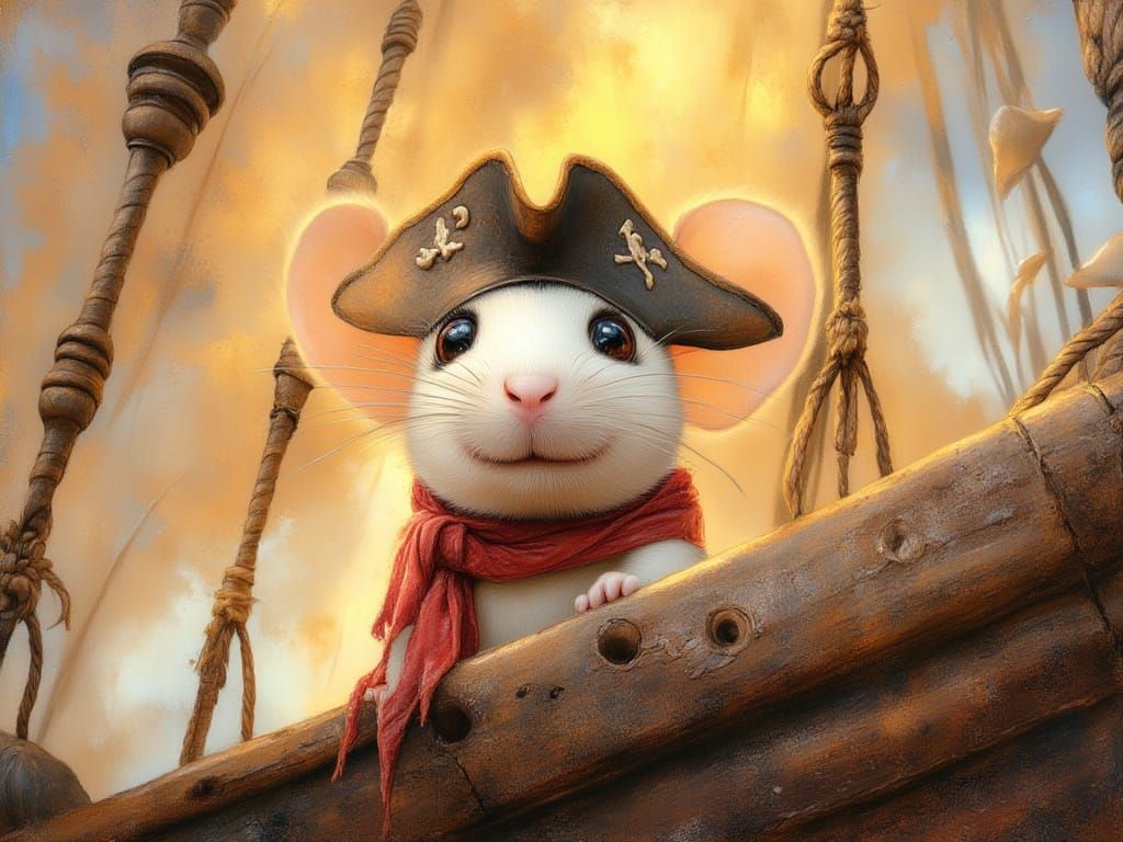 Pirate Mouse Captain on Galleon Deck