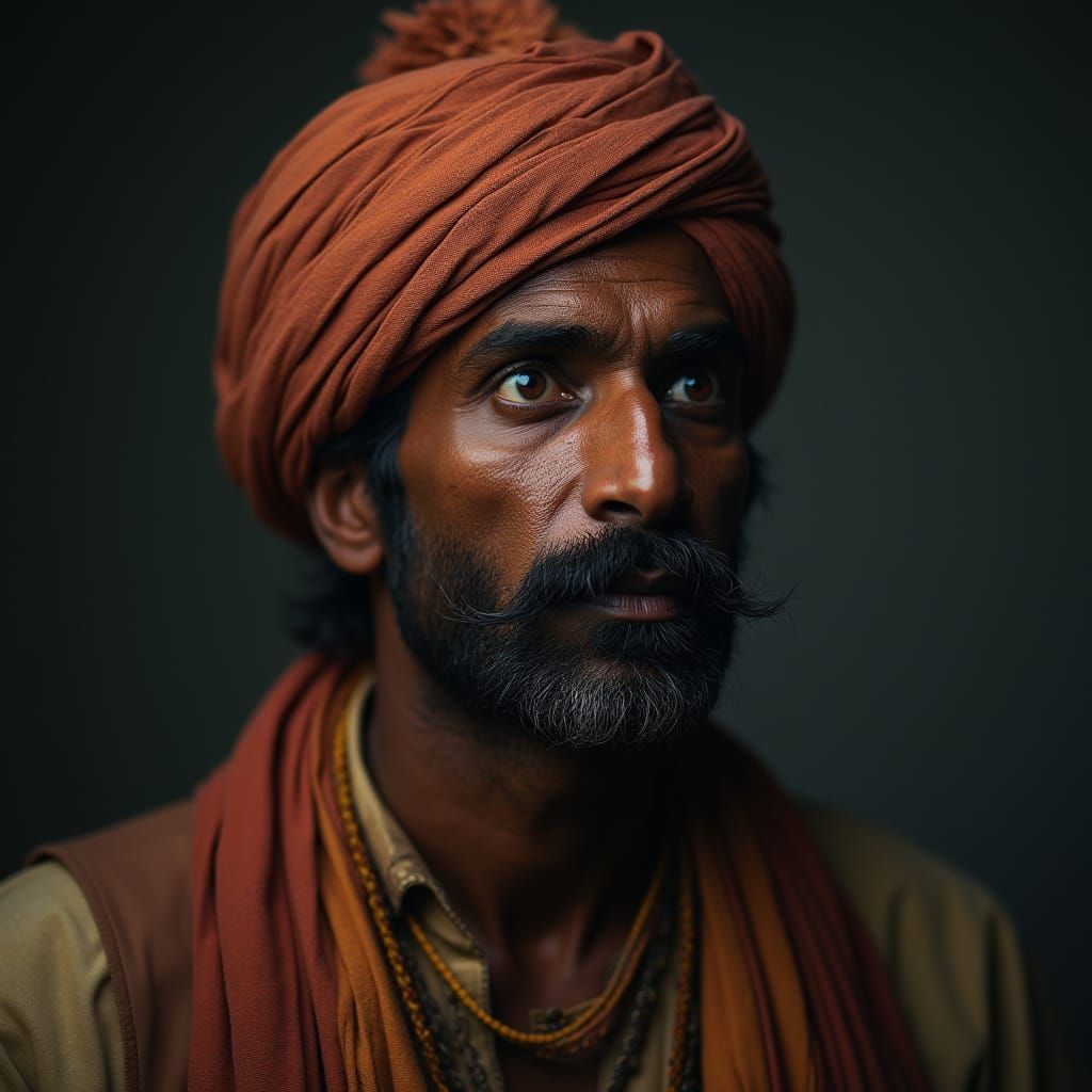 Shocked Indian Man in Traditional Dress, Digital Art