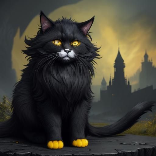 Detailed Tuxedo Cat Matte Painting in 8K