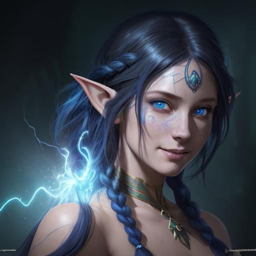 Electric Spell: Tropical Elf Witch Portrait