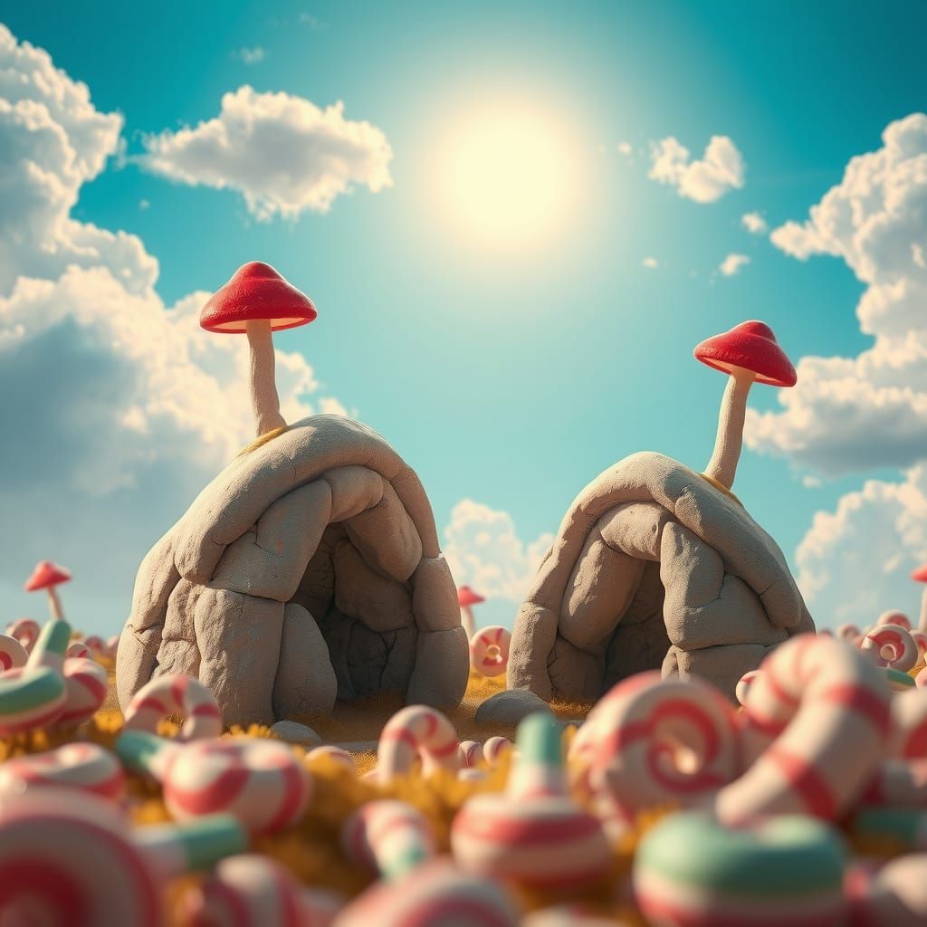 Surreal Mushroom Dreamscape in Hyper-Realistic Detail