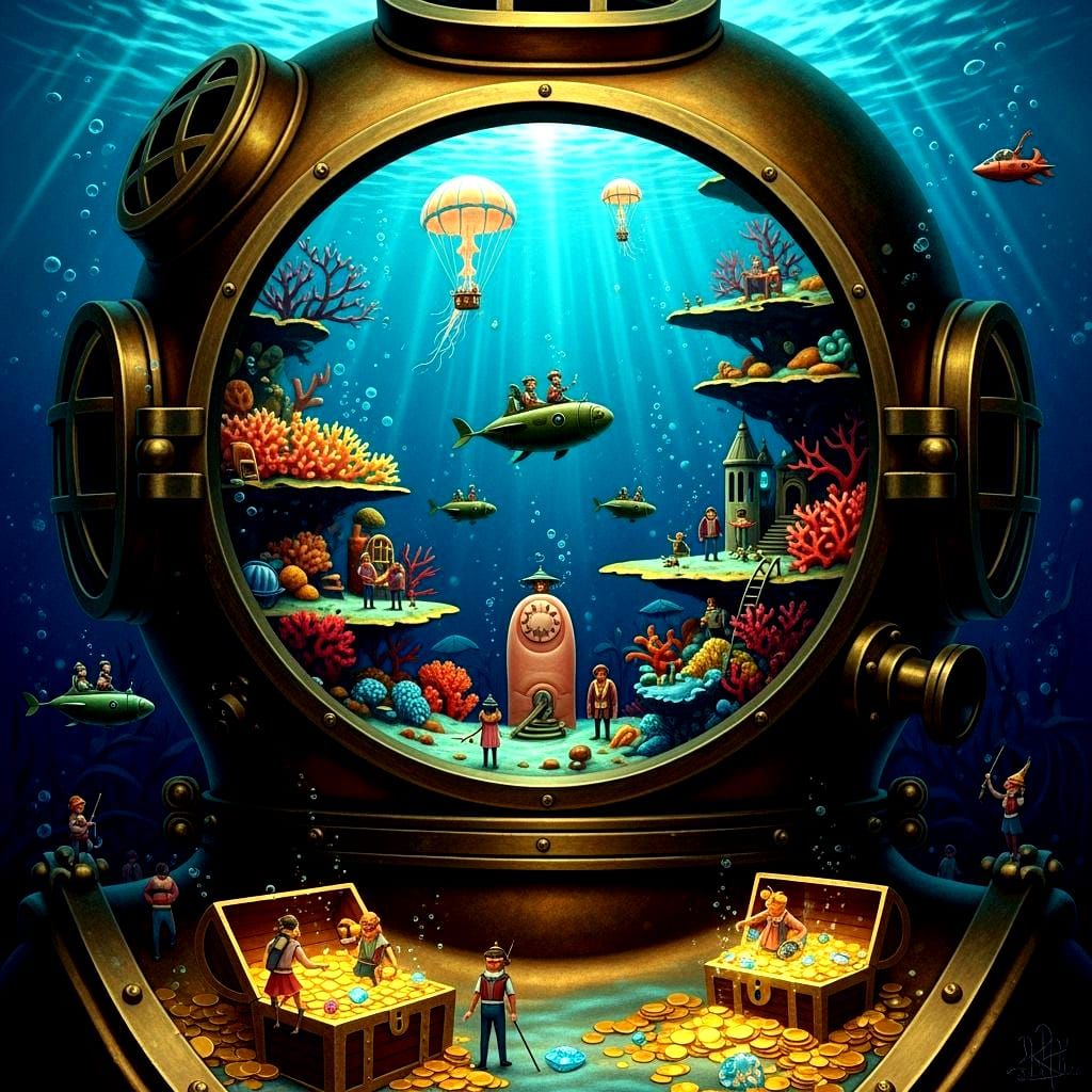 Miniature Kingdom in Diving Helmet: Art Deco Fantasy