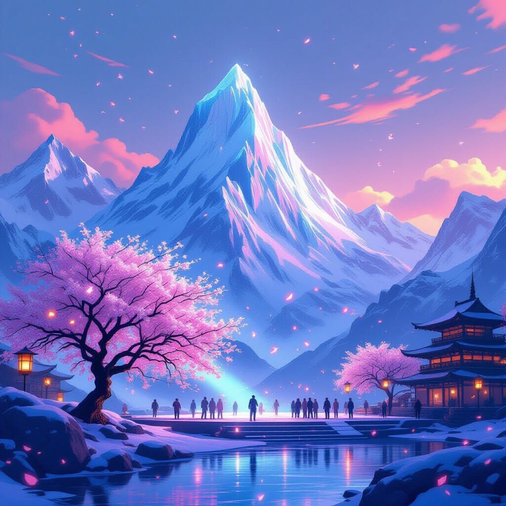 Ice Mountain Concert in Cyberpunk 2099 Style