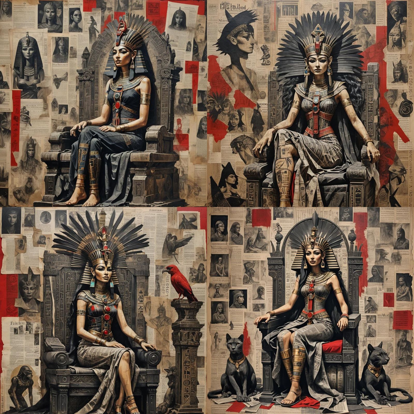 Fantasy Egyptian Lady on Throne in Gothic Art