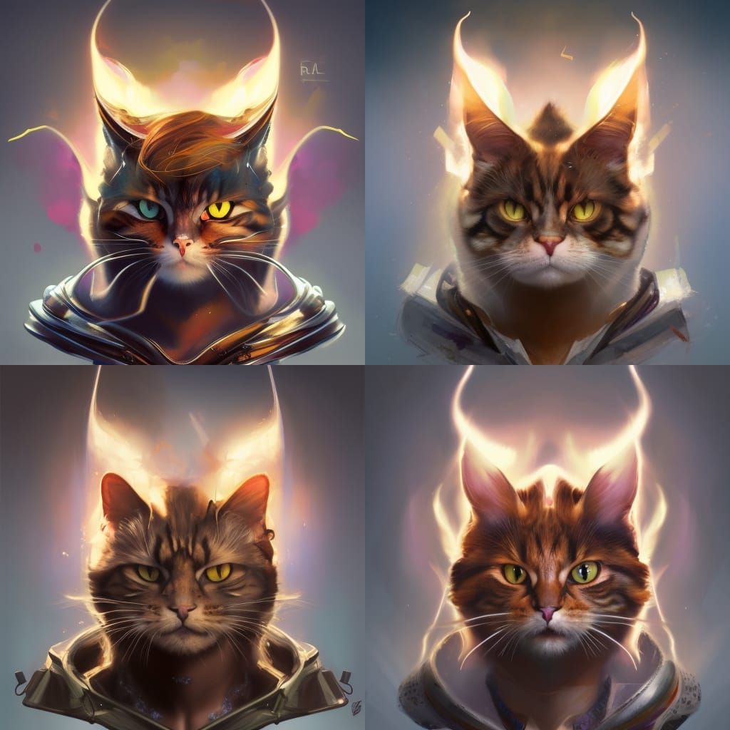 Detailed Portrait of a Tornado Cat Warrior